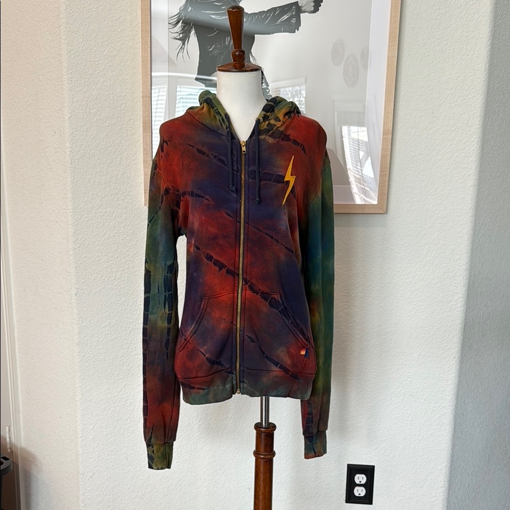 UNISEX Oversized Extra Small Aviator Nation Tie Dye Zip-Up Hoodie - Picture 3 of 4